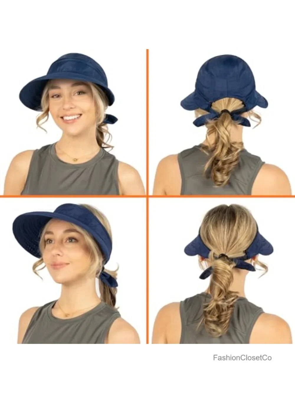 Wide Brim Sun Hat UPF 50+ Zip-Off Ponytail Beach Visor Foldable Travel
